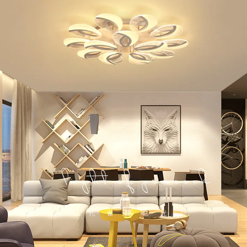 

2020 Popular LED Flower Pendnt Light Warm White Light Panel Romantic Novelty Ceiling Lamp Remote Control Light Fixture
