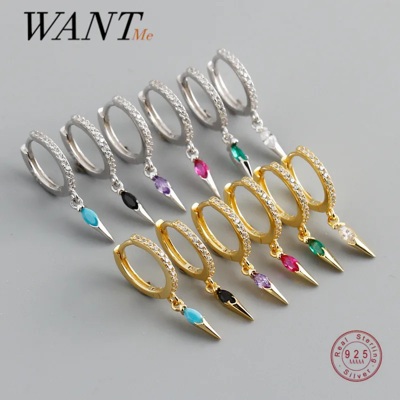 WANTME-여성을 위한 새로운  보헤미안 기하학적 블루 지르콘 매달려 술 스터드 귀걸이, 매력적인 파티 주얼리 선물