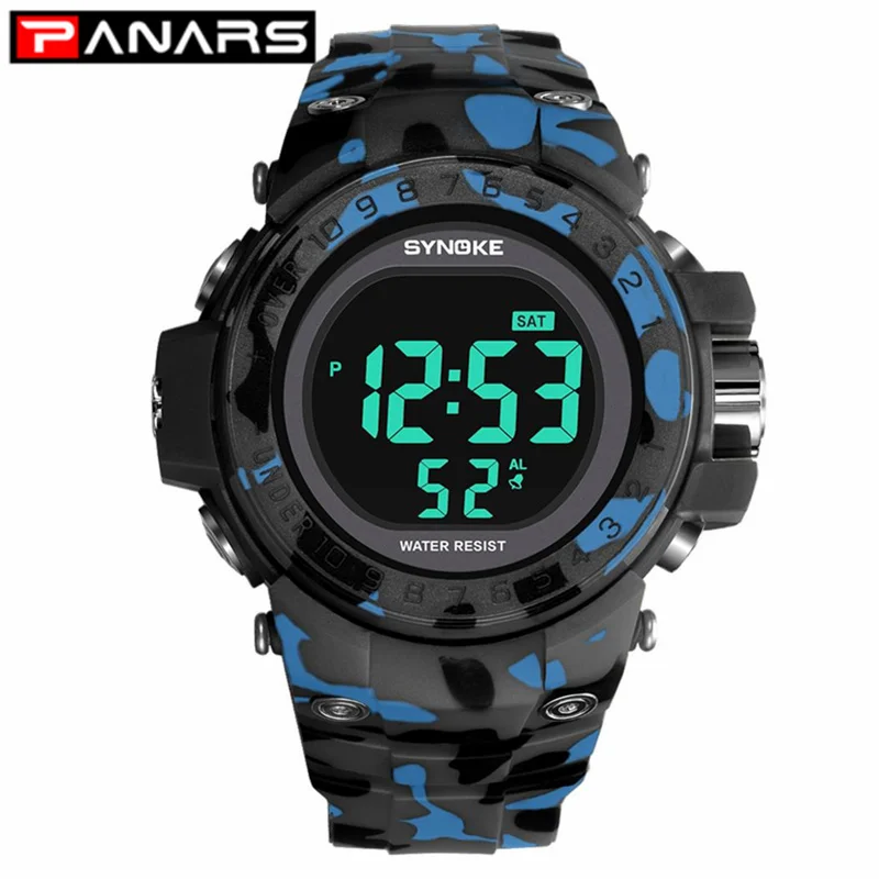 

PANARS Classic Camouflage Outdoor Sports Men's Watch Multi-function Watch for Men Alarm EL Lights LED Digital Wristwatches Male