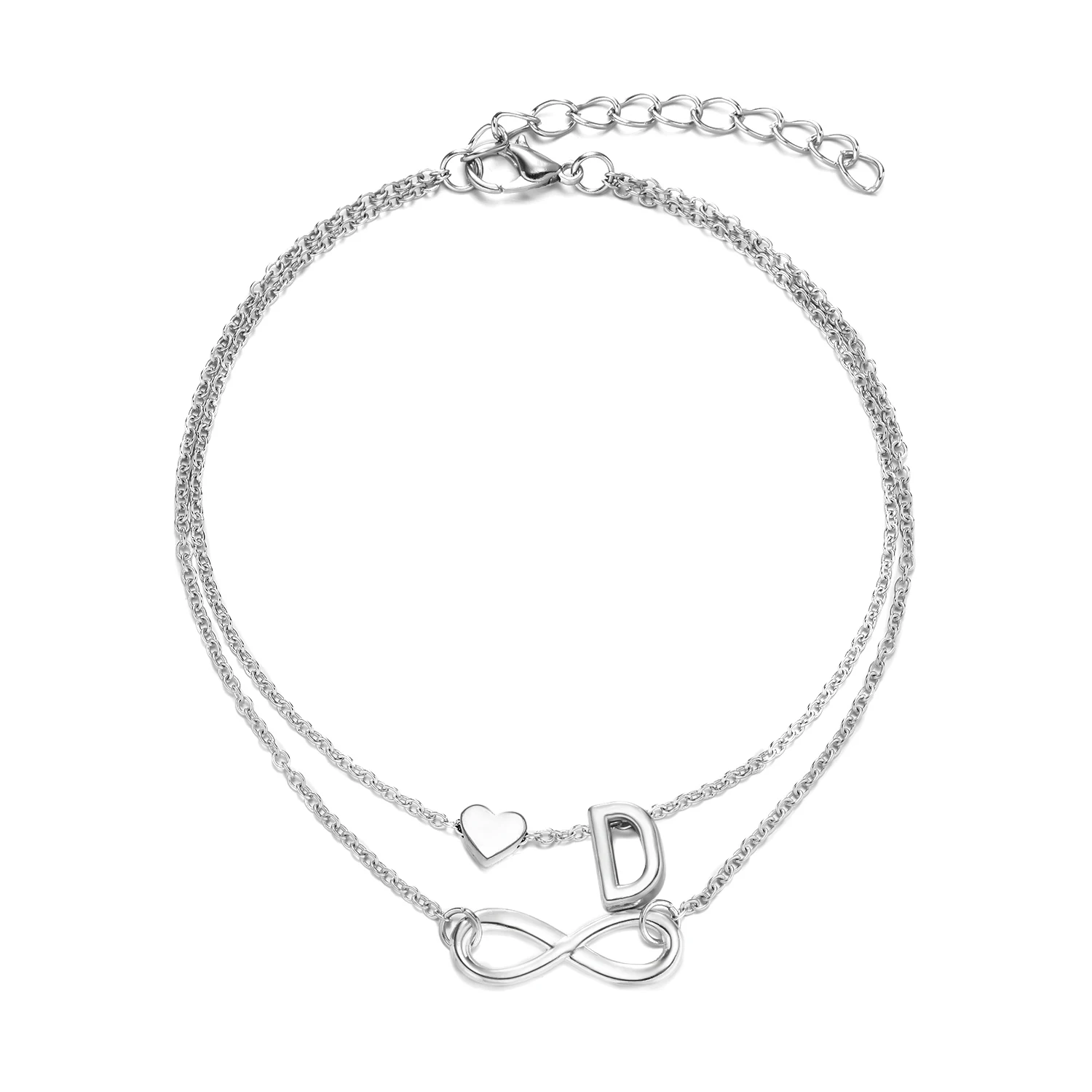 Sommer Neue A-Z Brief Initial Fußkettchen Für Frauen Silber Farbe Herz Fußkettchen Armband Bein Kette Mode Strand Party Fuß Schmuck – Detail 17