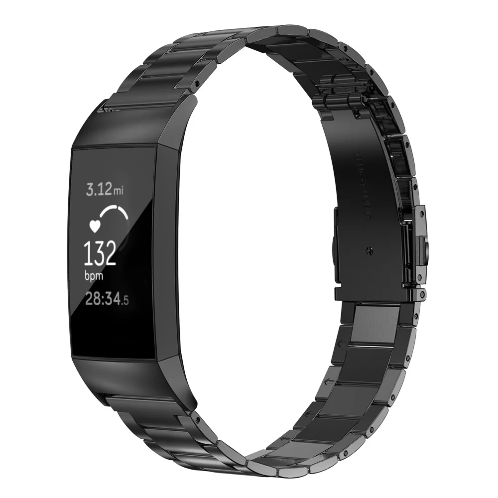 Black Металлический ремешок для Fitbit Charge 3 Band для Fitbit Charge 3 сменный ремешок для смарт-часов с надежной пряжкой - Цвет: Black
