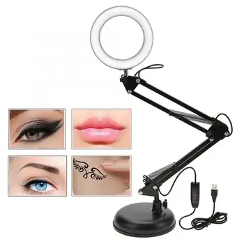 Billig Tattoo Liefert Faltbare Eyecare Tisch Lampe Flexible Schaukel Arm USB Drei Ton Büro Studio Home Schreibtisch Licht Dauerhafte Make-Up