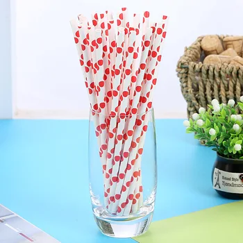 

25Pcs Dot Pattern Disposable Paper Drinking Straw Eco-friendly Birthday Family Party Event Supplies