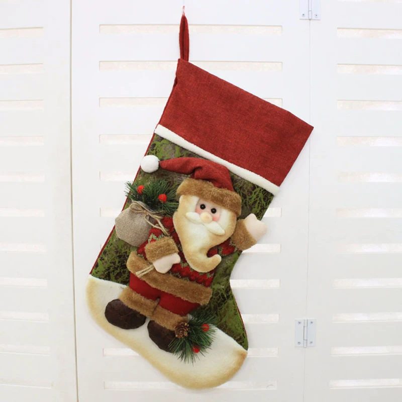 Santa Claus Подарочный Рождественский чулок, сумка для конфет, рождественские украшения, большие чулки, подарок для детей, рождественские украшения для дома - Цвет: Santa Claus