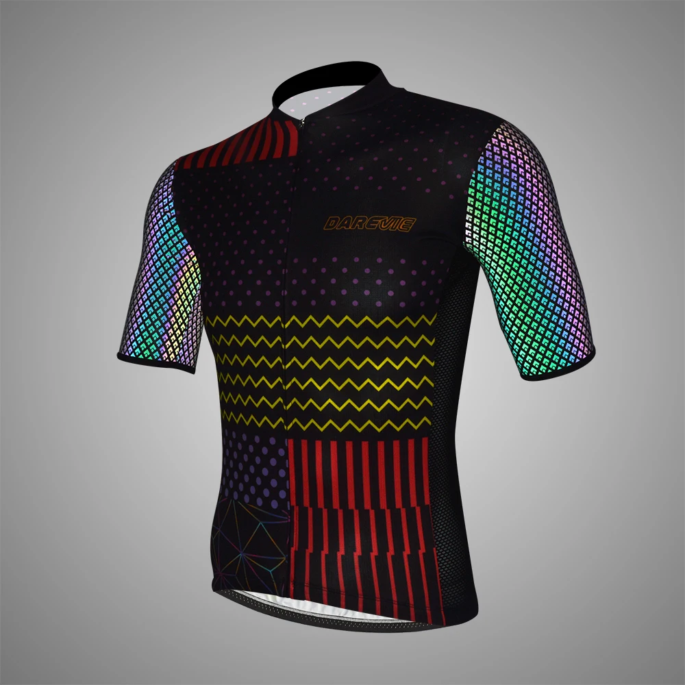 Darevie-Reflective Pro Ciclismo Jersey para Homens, Top Respirável, Team Bike Vestuário, MTB Estrada Ciclismo, Verão