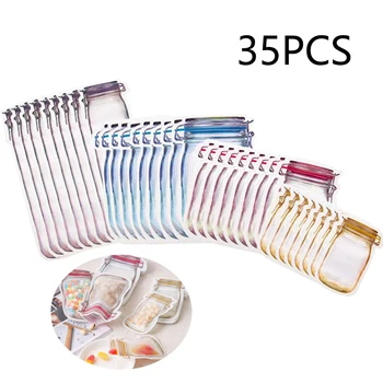 

Mason Jar Zipper Bags Storage Sandwich Snack Airtight Reusable Food Storage Bags Leakproof Seal Saver Bags for Travel Camping