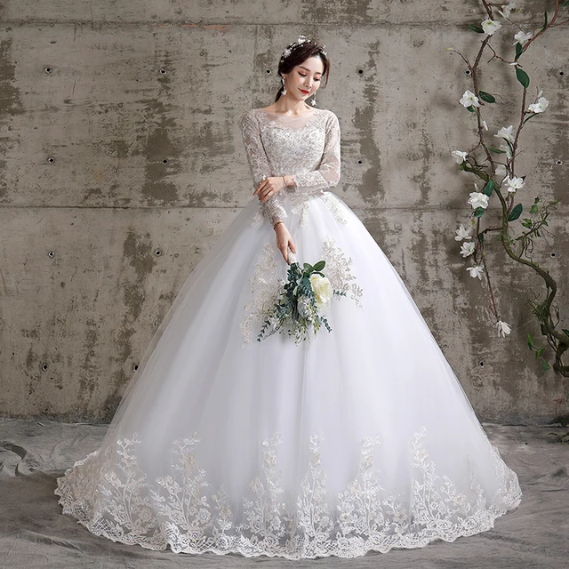 Applique Lace O-neck Wedding Dress 2