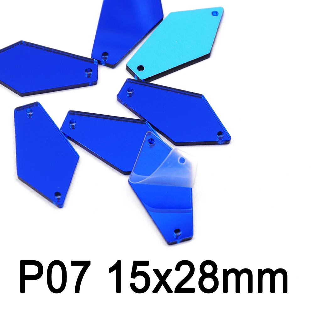 P07-15x28mm 30pcs Синий 30 шт./пакет Акрил ic зеркало пришить стразы микс Акрил зеркало на камнях с украшением в виде кристаллов страз для одежды платье украшения - Цвет: P07-15x28mm 30pcs