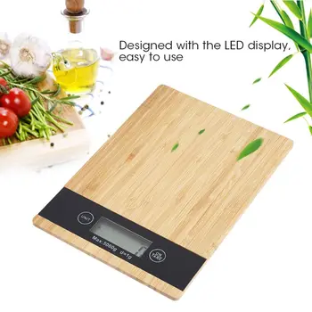 

Digital Multi-function Food Kitchen Scale Bamboo LED Display Electric Kitchen Weighing Food Scale