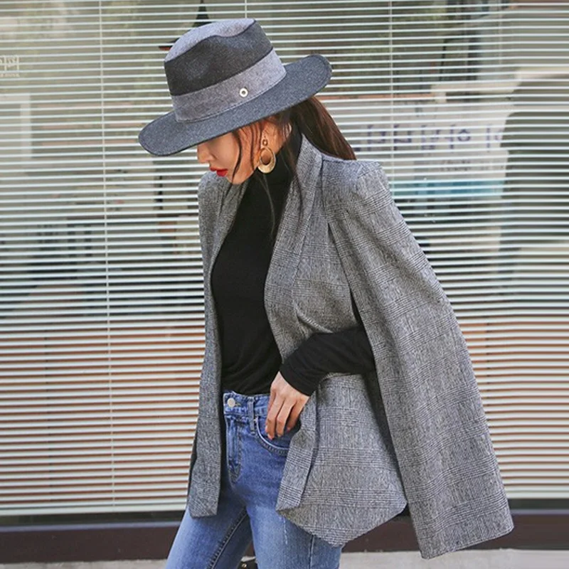 

Fashion Cloak Cape Blazer Women Work Wear Open Front Poncho Coat Notch Lapel Split Shawl Casual Slim Suit Jacket Party Club
