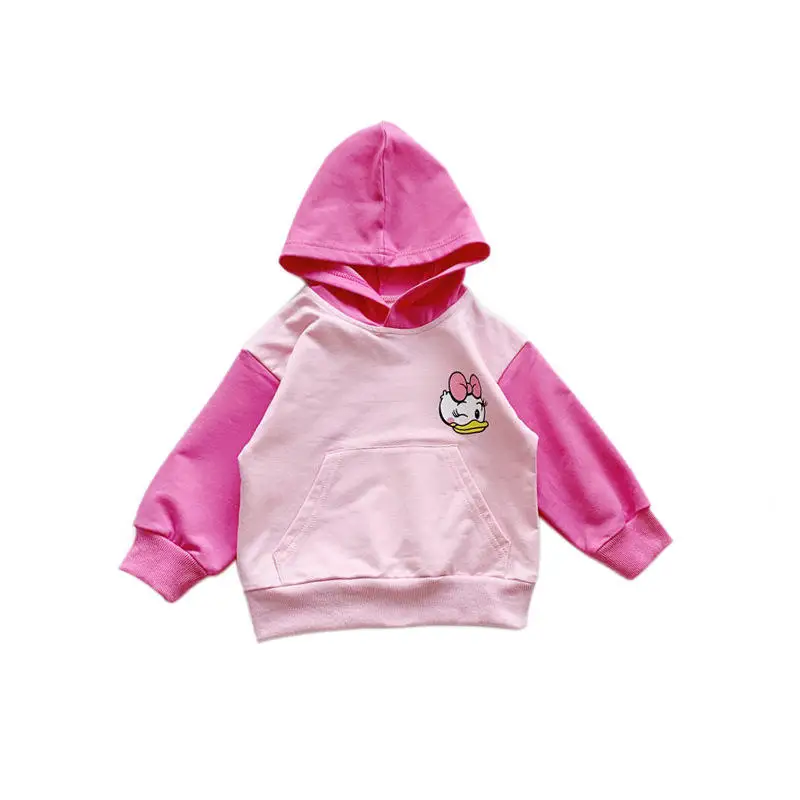 Модная осенняя одежда с героями мультфильмов; однотонная Детская толстовка с длинными рукавами; детская одежда высокого качества - Цвет: Розовый
