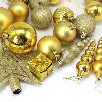 

57Pcs 35*12*26cm Golden Christmas Balls Xmas Tree Glitter Baubles Balls Ornament Decorations Baubles Party Wedding Ornament