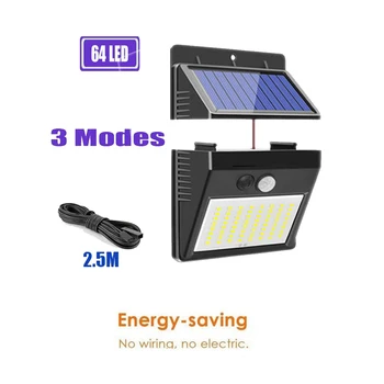 

64/30 led Solar Light PIR Motion Sensor Ip65 Waterproof Outdoor street wall garden lamp optional seperable panel indoor home eme