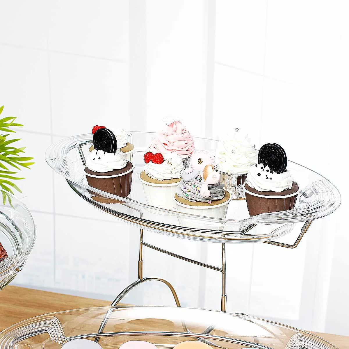 Christmas 3 Trays Cupcake Cake Stand Set Dessert Display Holder Snack Plate Container Home Wedding Decorations New Year Party