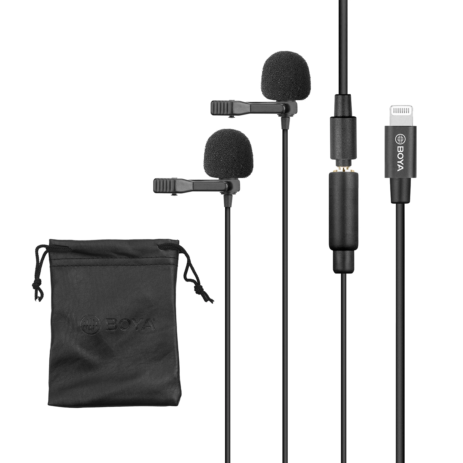 BOYA Cardioid Lavalier петличный микрофон с зажимом Съемная двойная головка с кабелем 3,5 мм TRS совместимые смартфоны микрофон фотография