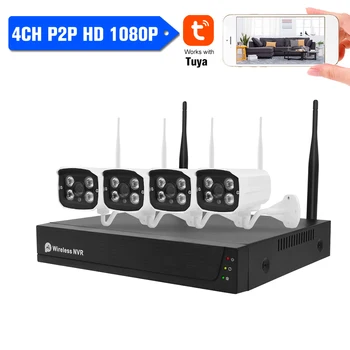 

1080P Wireless Security Camera Kit 4CH NVR System Night Vision Outdoor Wifi Surveillance Camera System cctv Video Kit