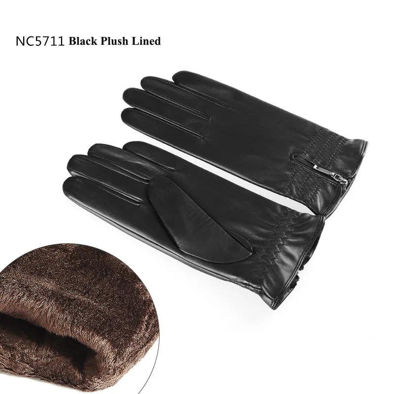 black no touch Кожаные женские зимние короткие перчатки из овчины, перчатки с сенсорным экраном, теплые перчатки для вождения из натуральной кожи, женские перчатки TU5711 - Цвет: black no touch