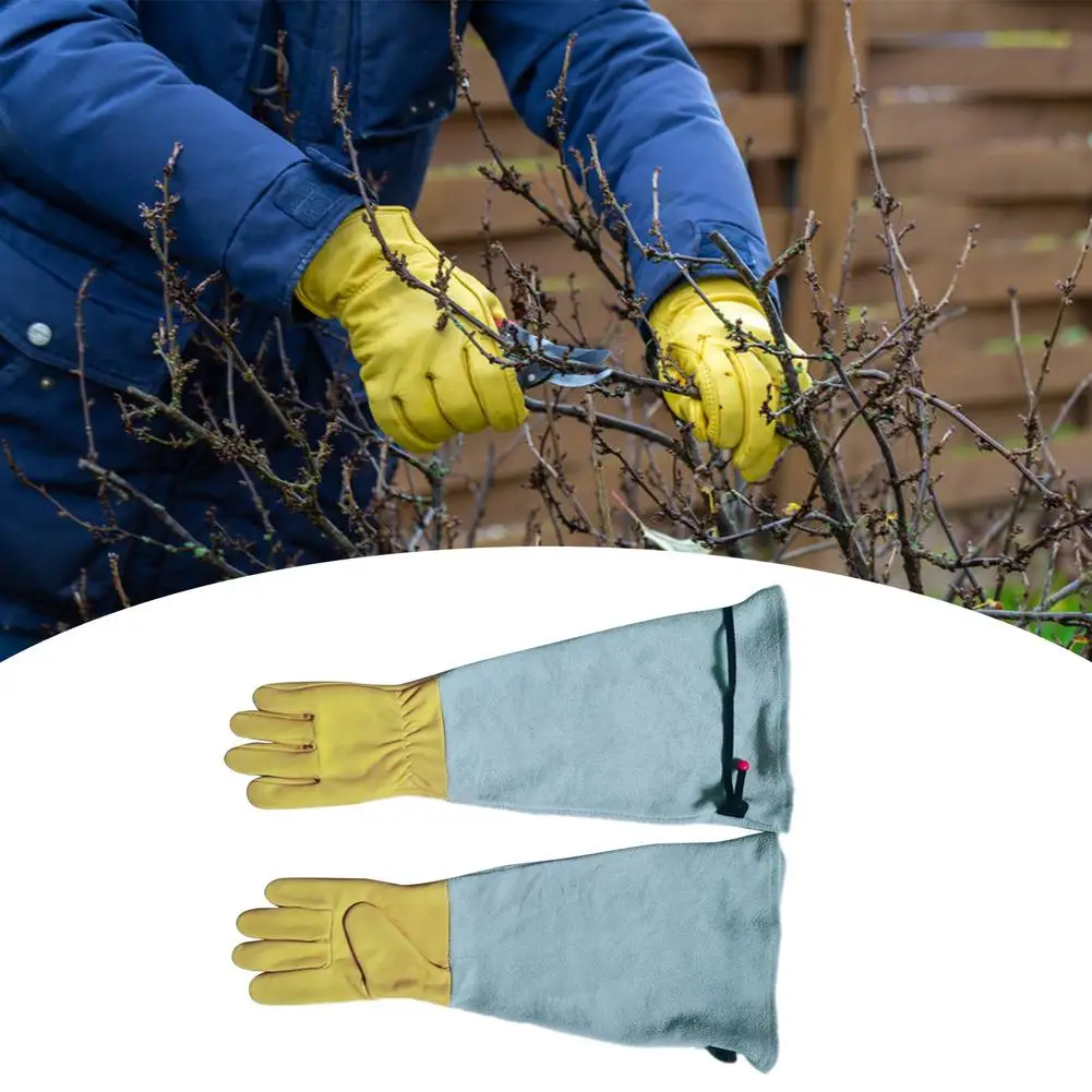 S/M/L/XLong Sleeve Goatskin Gloves Garden Gloves Rose Pruning Adjustable Cuff Gardening Supplies for Weeding Thorn