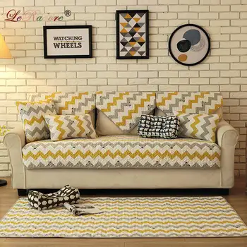 

LeRadore Nordic Cotton Sofa Cover Anti-skid Sofa Cover Stripe Plaid 110*210cm Pillow Covers Four Seasons Couch Cover for L Shape