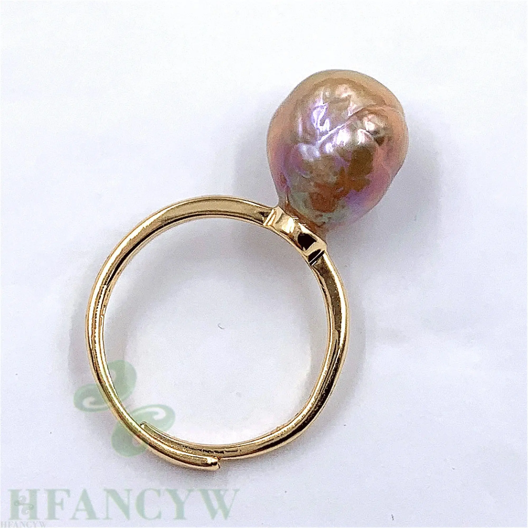 Многоцветное Открытое кольцо с жемчугом в стиле барокко регулируемое