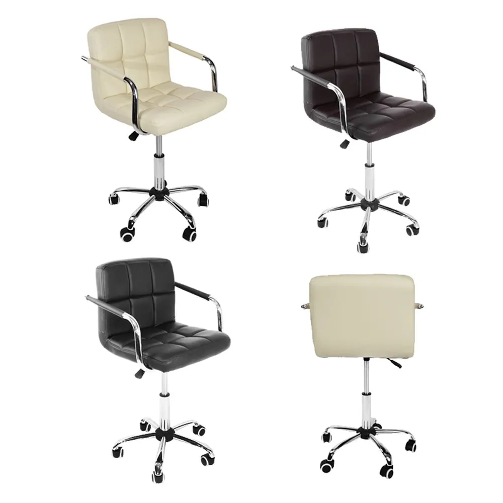 Panana Office Small Chair Faux Leather Chrome Bedroom Gaming Seating with 5 castor-wheel Arm rest Adjustable Height |