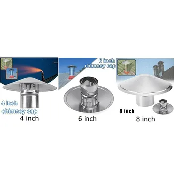 Skup 4/6/8 Cal Kuchenka Rura Komin Kominki Kapelusz Przeciwdeszczowy Smokeware Stop Cynkowy W Kształcie Grzyba @ M23
