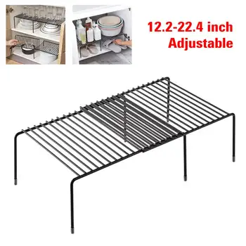 

2 Types 31-57cm Adjustable Kitchen Storage Rack Spice Sauce Standing Rack Kitchen Countertop Organizer Shelf Holder