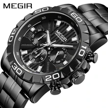 MEGIR мужские s часы лучший бренд класса люкс хронограф из нержавеющей стали Кварцевые часы мужские часы 24 часа Relogio Masculino Erkek Kol saati