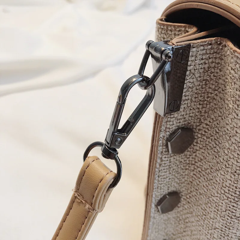 

2019 New Style Korean-style Fashion Woolen Cloth with PU Handbag Shoulder Bag