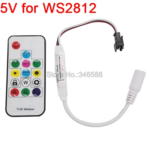 5V for WS2812 SP103E 5 в 12 В 14Key мини RF беспроводной пульт дистанционного управления 2048 пикселей для DC12V WS2811 DC5V WS2812 WS2812B WS2801 пикселей Светодиодная лента - Цвет: 5V for WS2812