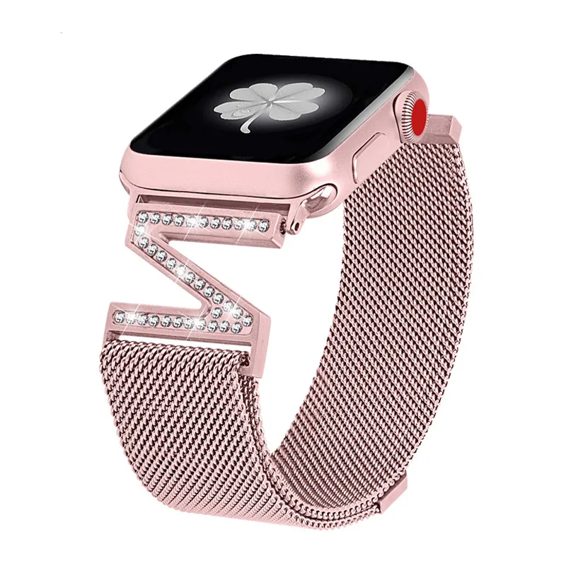 Миланский Браслет с бриллиантами ремешок для наручных часов Apple Watch 38 мм 42 40 44 iWatch