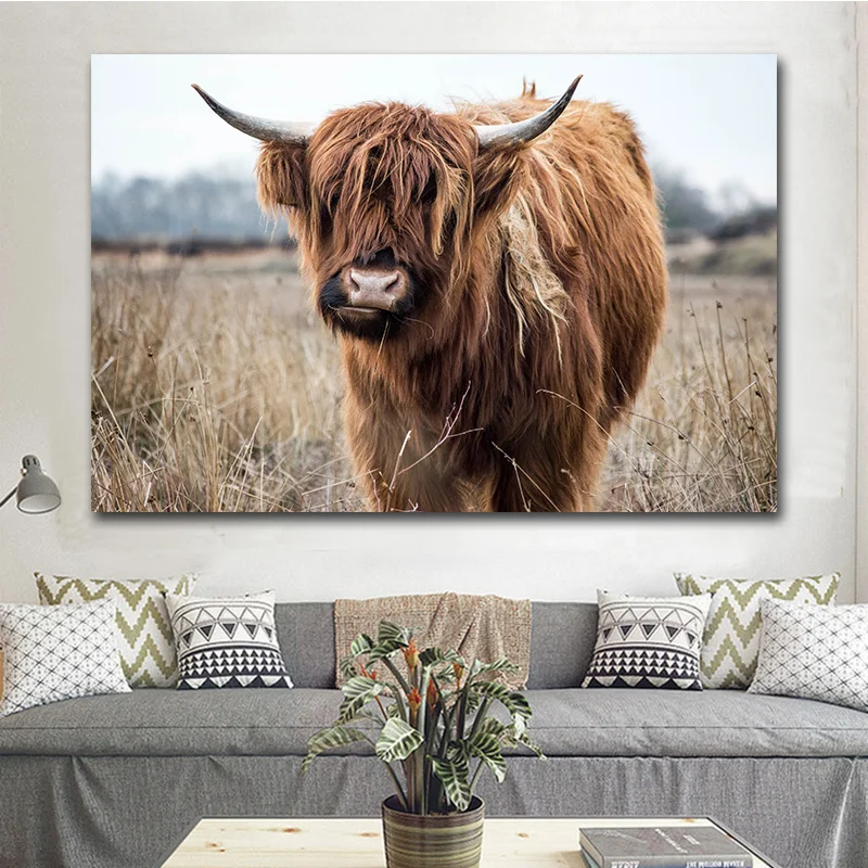 GOODECOR-Wall-Art-Freedom-Highland-Cow-Print-and-Poster-Cattle-Canvas-Art-Paintings-for-Living-Room (1)