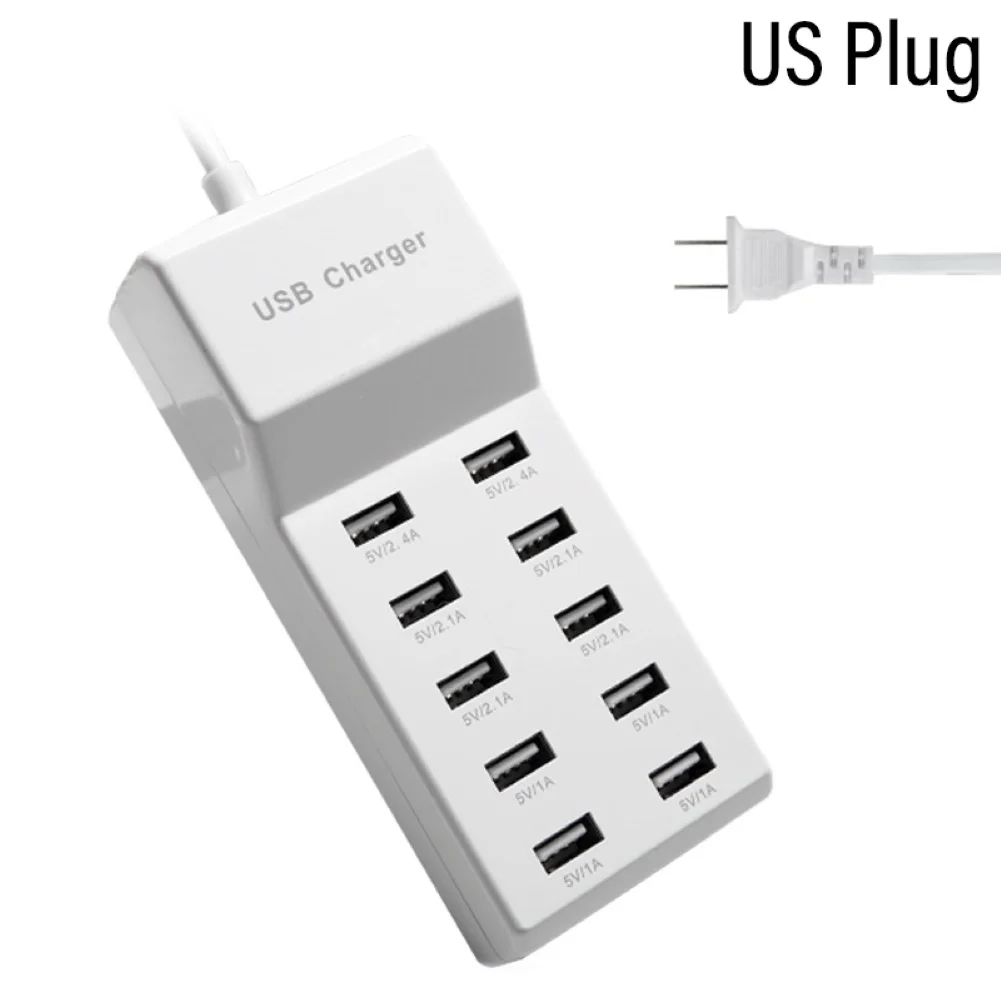 Батарея Зарядное устройство usb-хаб Портативный USB 3,0 высокоскоростной разветвитель 10 Порты 5V 2A стеновое AC Зарядное устройство Мощность адаптер док-станция для зарядки концентратор