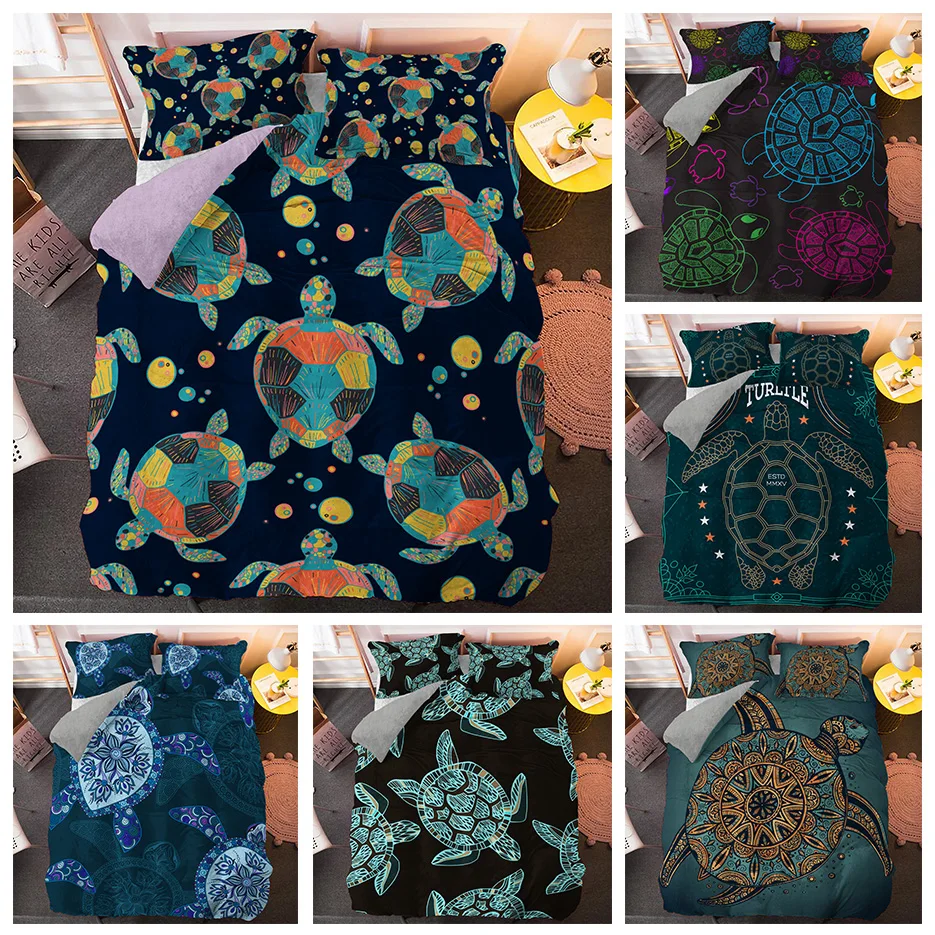 Комплект постельного белья с пододеяльником и рисунком морских животных