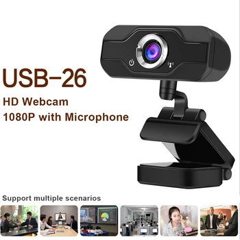 

2MP FHD 1080P Webcam Widescreen Video Work Home Accessories Built-in Microphone USB Driver Free Web Camera for PC TV