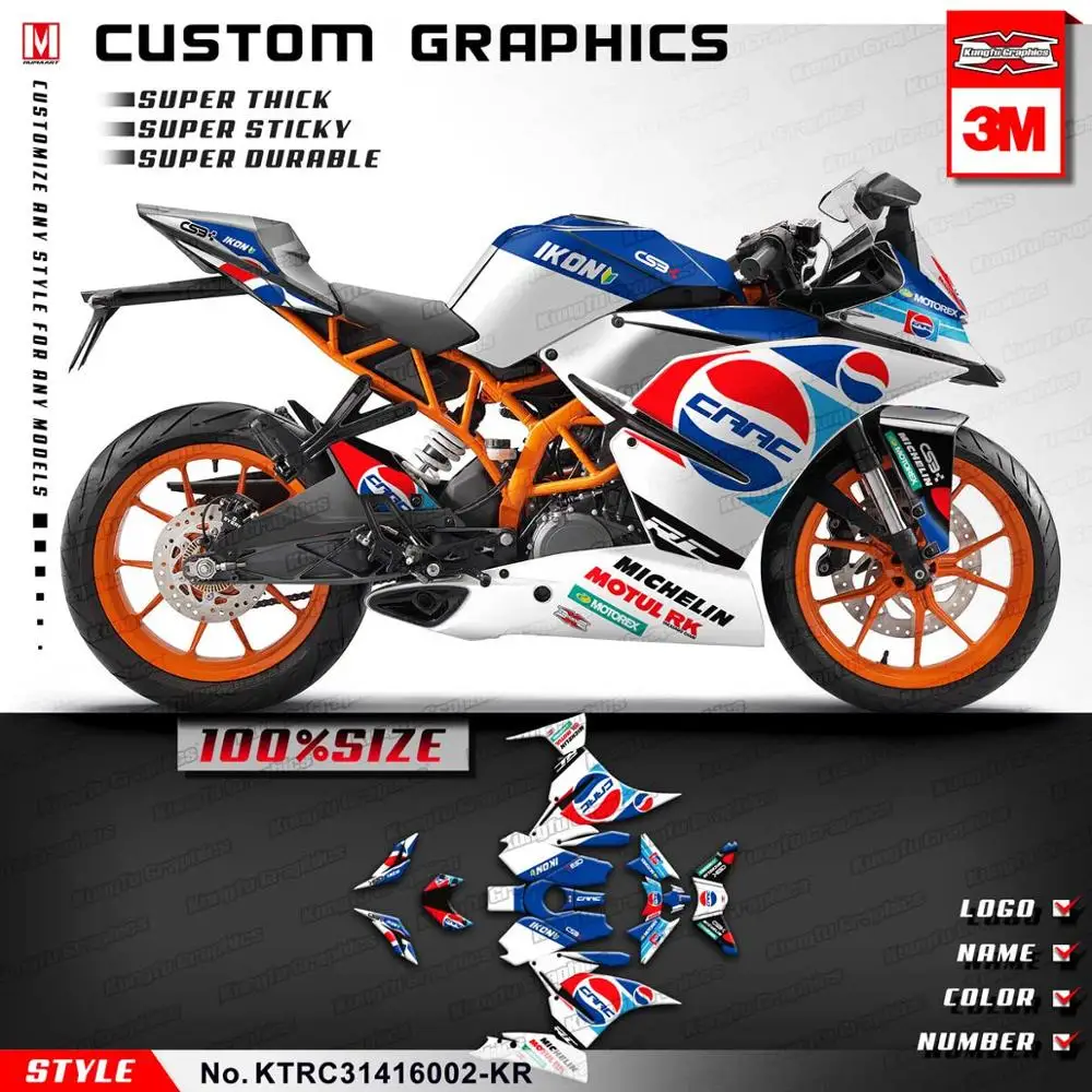 Кунг-фу графика Aftermarket наклейка комплект полный охват наклейка для KTM RC 125 200 RC125 RC200 виниловая пленка - Цвет: KTRC31416002-KR