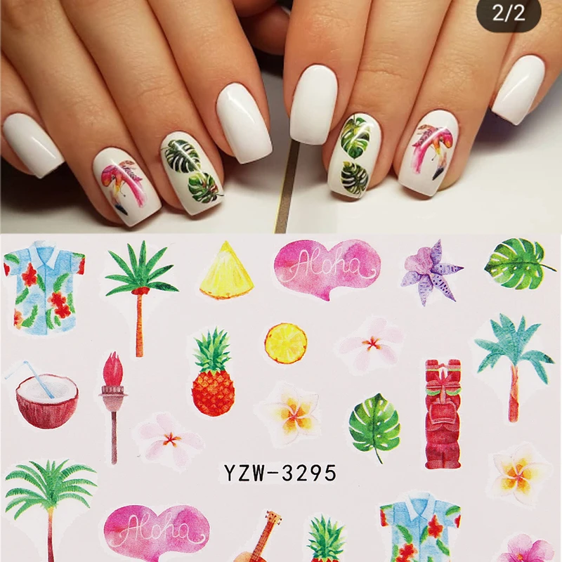 

1 Sheet Nail Sticker Sliders Christmas Summer Beach Flower Water Transfer Decals DIY Nail Art Decorations Wraps Manicure