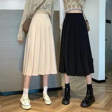 

Black Pleated Skirt Half-length Skirt Female Autumn 2021 New Style Korean Skirt High Waist Woman Skirts