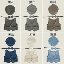 Новинка года; Одежда для новорожденных; аксессуары; реквизит для фотосессии; Дополнительный красивый джентльмен; Комплект из трех предметов: шляпа+ галстук-бабочка+ жилет