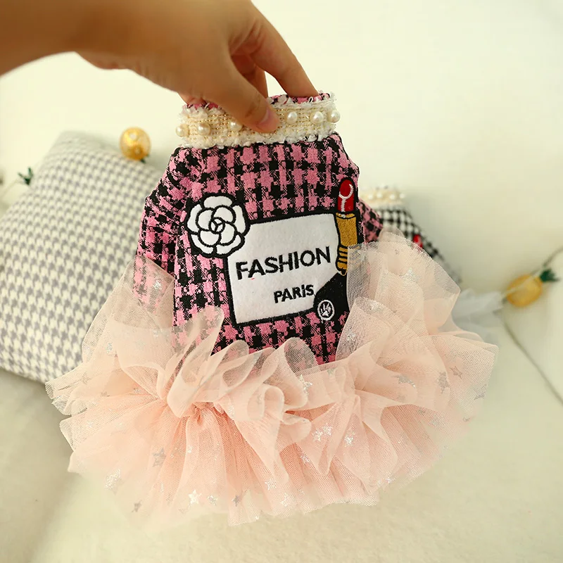 珍珠花边香风呢子裙5