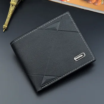 2021 New Men's Wallet Short Multi-card Coin Purse Fashion Casual Wallet Male Youth Thin Three-fold Horizontal Soft Wallet Men PU 2