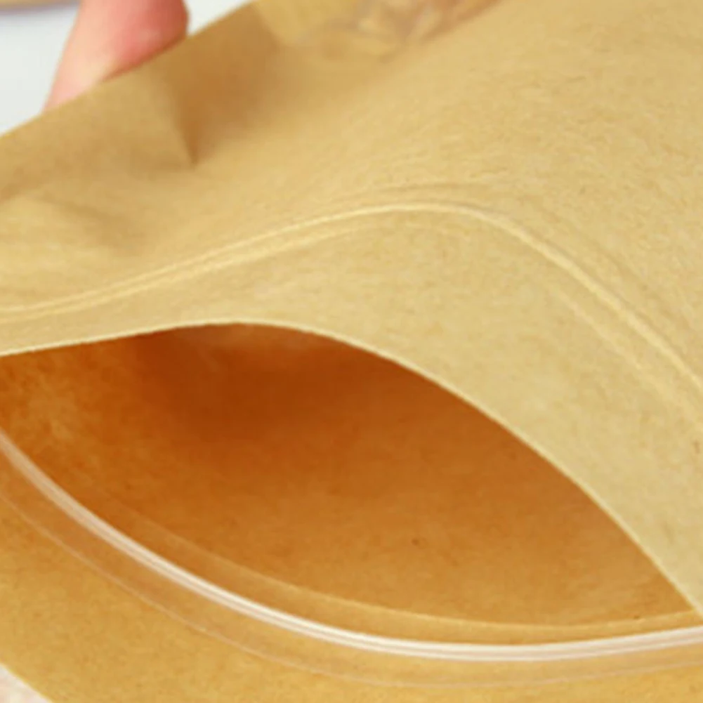 50PCS Tea Package Shopping Resealable Clear Window Practical Food Storage Zip Lock Stand Boutique Display Party Paper Bag