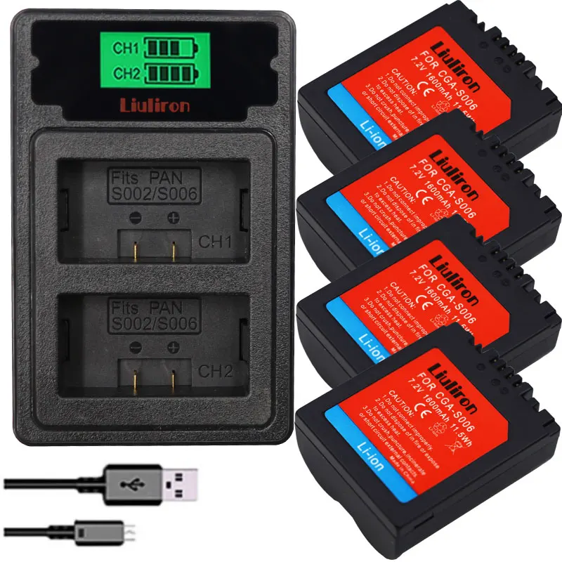 CGA S006 DMW BMA7 S006A CGR S006E аккумулятор + двойное зарядное устройство с ЖК дисплеем для