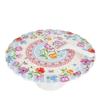 

Stand for a cake on a leg with a spoon Multicolored tulips, 27.5 cm.