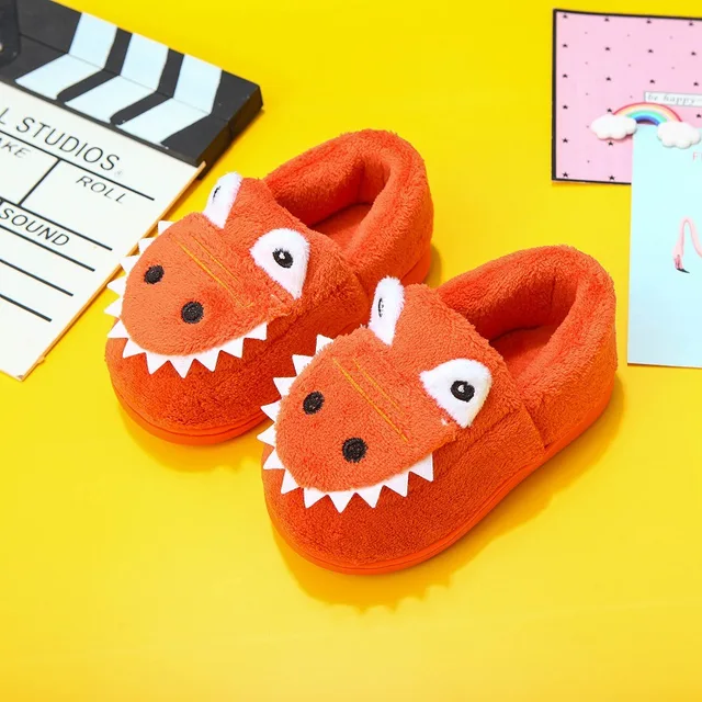 Chausson dinosaure en peluche pour enfant Pantoufles antid rapantes pour enfants dinosaure vert chaussures de maison souples pour gar ons et filles