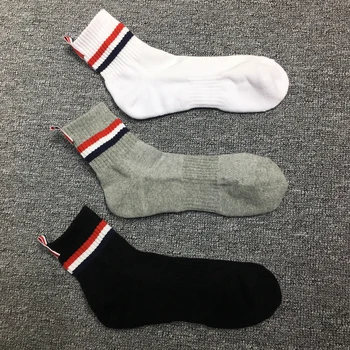 

Fashion TB THOM Brand Men Women Cotton Striped Autumn Winter Casual Thick Crew Socks Ins 3 Pairs