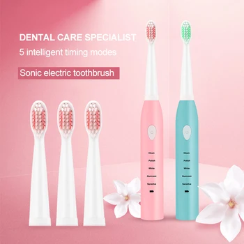 

Electric toothbrush USB charging sonic vibration five-speed adult children home waterproof soft toothbrush kids toothbrush