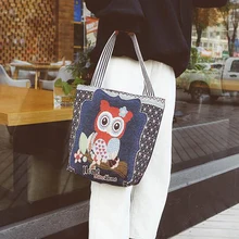 Винтажные холщовые женские сумки для покупок с принтом совы, пляжная сумка, Женская Большая вместительная сумка, женская сумка для девушек, Повседневная Дорожная сумка на плечо