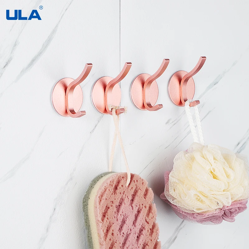 ULA Self Adhesive Wall Hooks Robe Hook Wall Hook Towel for Bathroom Coat Rustproof Hanger for Kitchen Hardware