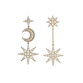 

WEIMANJINGDIAN 2020 New Trends Outfits Exquisite Cubic Zirconia CZ Moon and Starburst Drop Earrings Imitation Celebs Wear